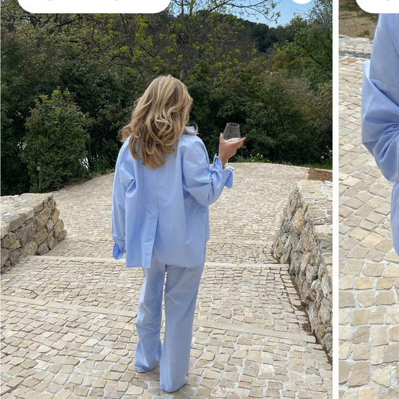 Djerf Avenue breezy blue shirt button down long sleeve - Picture 2 of 7